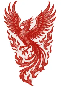 phoenix-vogel-mit-flammen-oberschenkel-tattoo