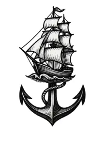 schiff-auf-anker-schwarz-weiss-tattoo-vorlage