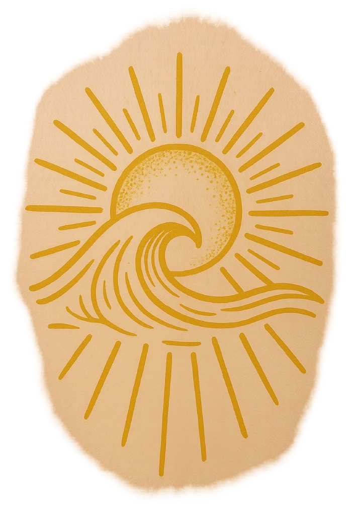 Tattoovorlage Sonne und Welle mit Strahlen