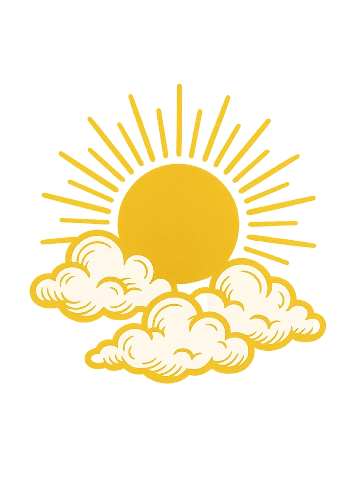Tattoovorlage Sonne mit Wolken für den Bauch