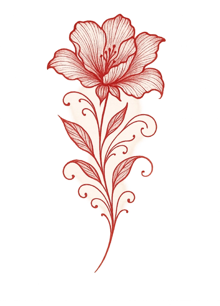 Tattoovorlage stilisierte Blume mit filigranen Details
