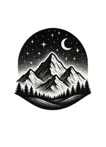 stilisiert-berglandschaft-nachthimmel-tattoo-steissbein