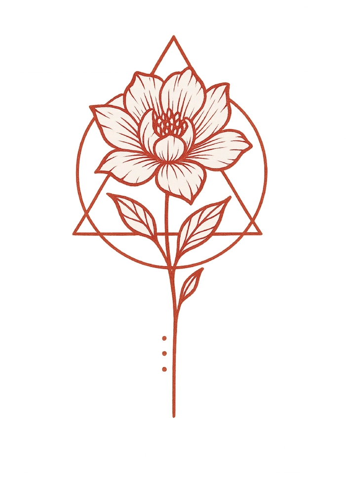 Tattoovorlage stilisierte Blume mit geometrischen Formen für Oberarm