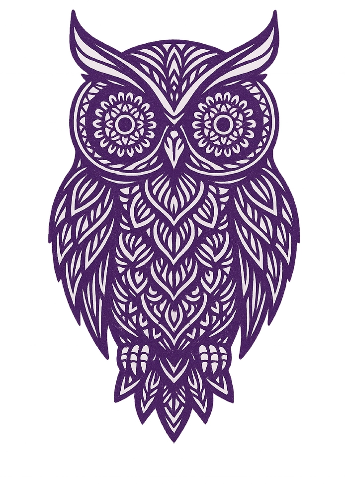 Tattoovorlage stilisierte Eule mit Mandala-Mustern