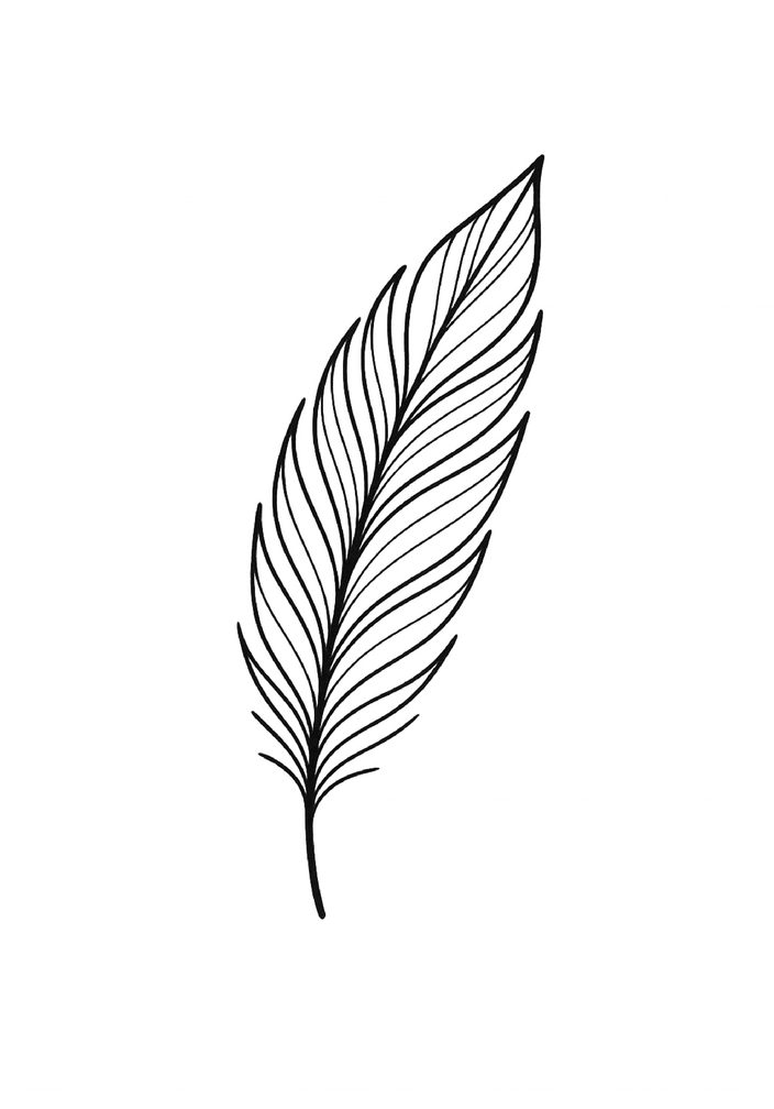 Tattoovorlage stilisierte Feder mit feinen Linien