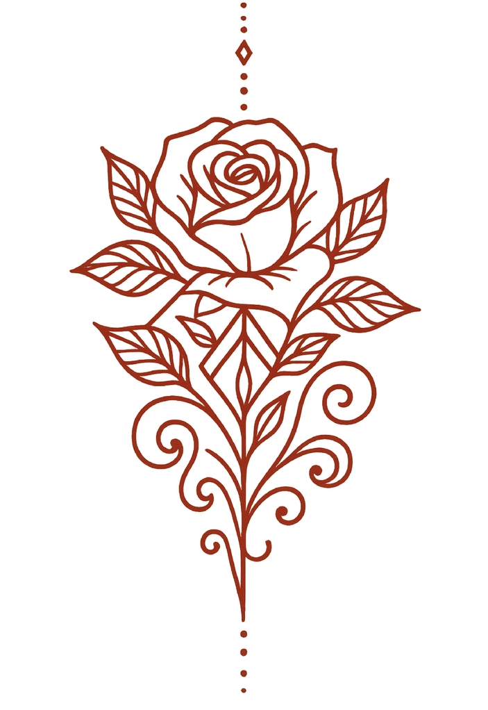 Tattoovorlage stilisierte Rose mit geometrischen Mustern