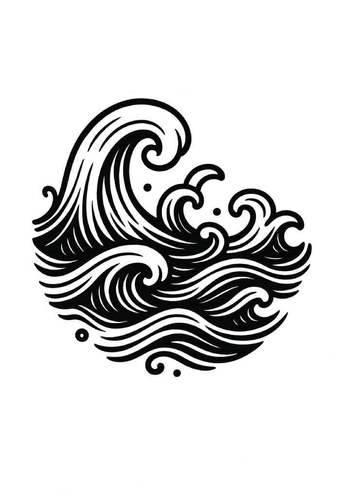 Tattoovorlage stilisierte Wellen Wasserbewegungen