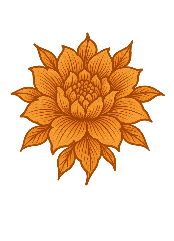 Tattoovorlage stilisierte Blume mit vielen Blütenblättern