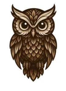 stilisierte-eule-mit-ausdrucksvollen-augen-tattoo-vogel-wade-unterschenkel