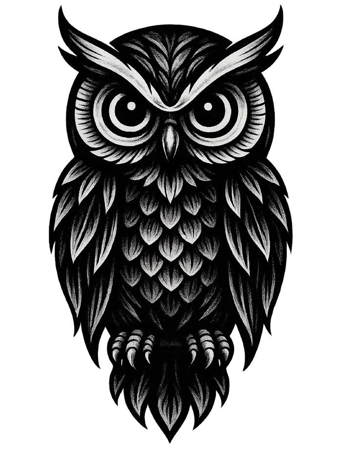 Stilisierte Eule Tattoo Vorlage für Männer