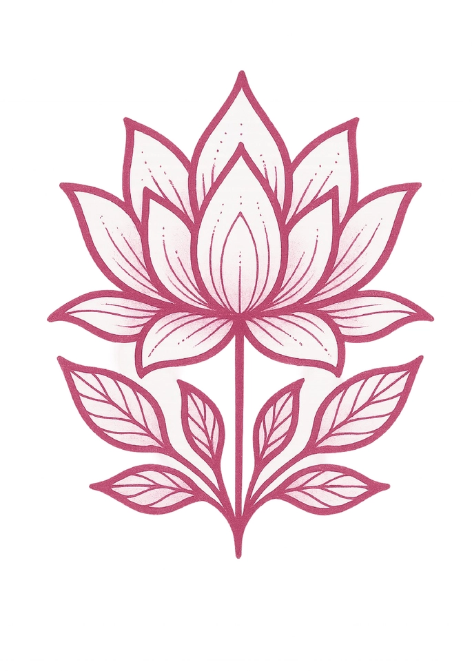 Tattoovorlage stilisierte Lotusblume mit Blättern