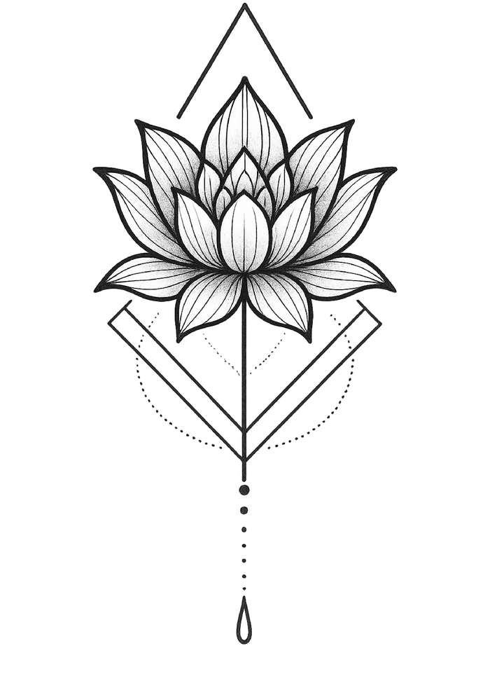 Tattoovorlage stilisierte Lotusblume mit geometrischen Mustern