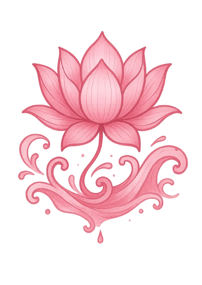 Tattoovorlage stilisierte Lotusblume mit Wasser
