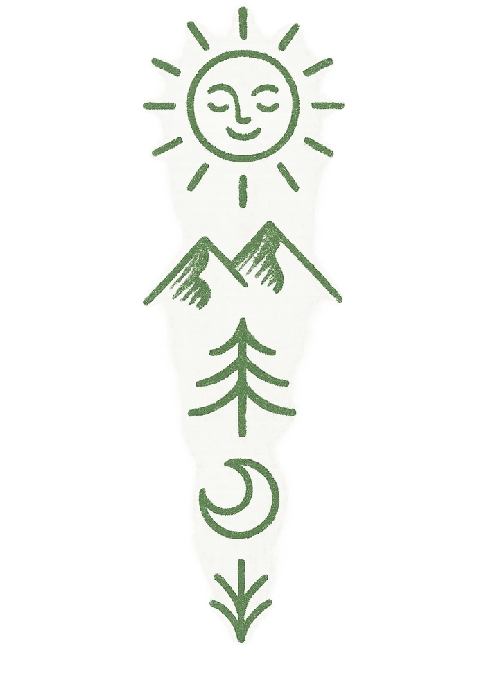 Tattoovorlage mit stilisierten Naturmotiven von Sonne und Mond