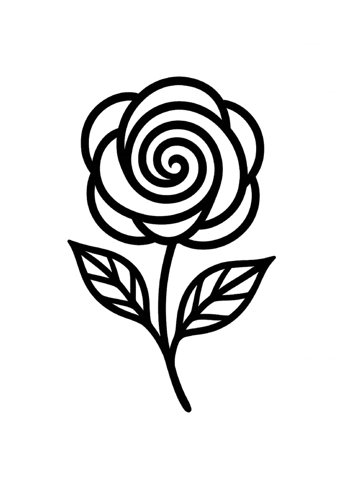 Tattoovorlage stilisierte Rose mit spiralförmigen Blütenblättern