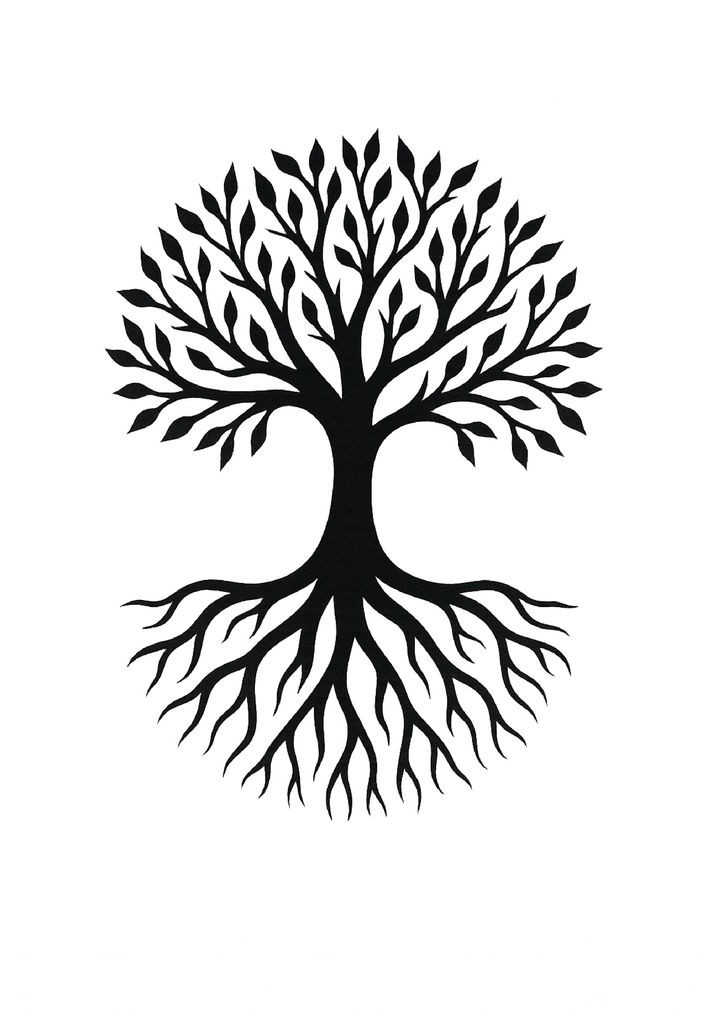 Tattoovorlage stilisierter Baum mit Wurzeln