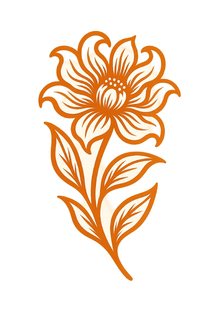 Tattoovorlage stilisierte Blume mit geschwungenen Blättern
