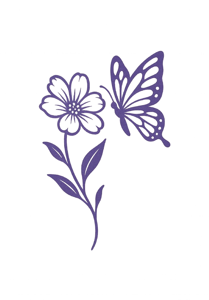Tattoovorlage stilisierte Blume mit Schmetterling
