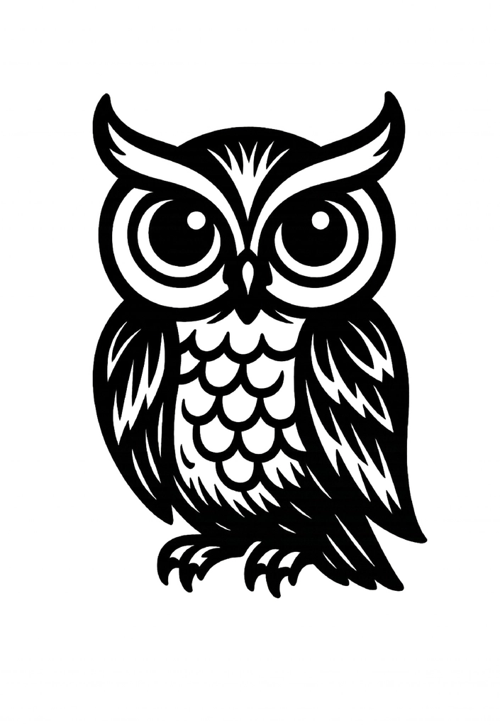 Tattoovorlage stilisierte Eule mit großen Augen