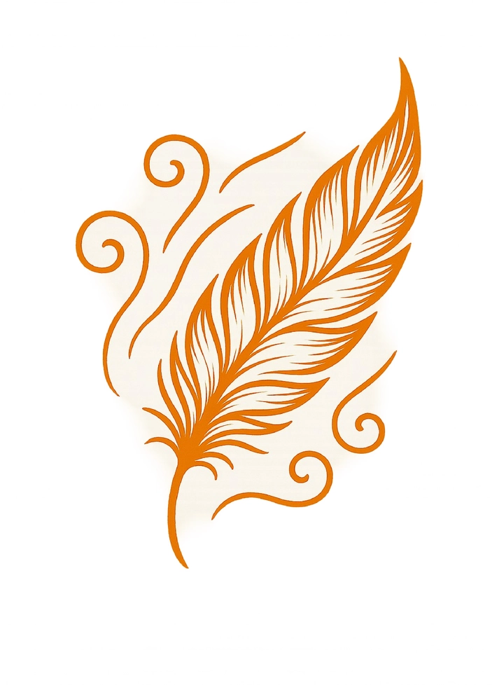 Tattoovorlage stilisierte Feder im Wind für Frauen