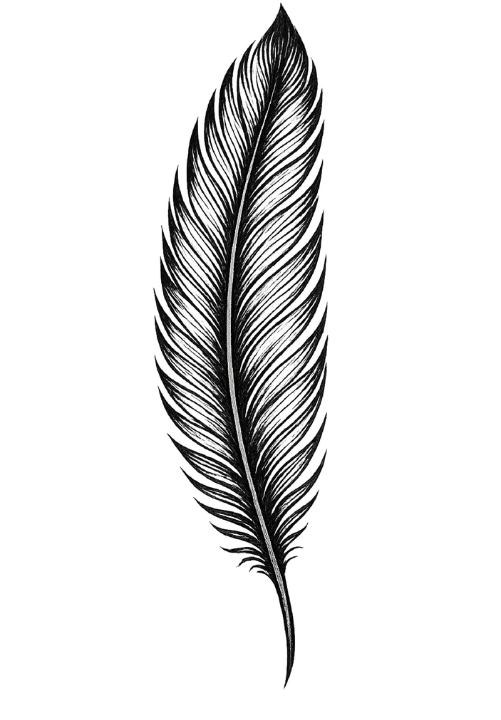 Tattoovorlage stilisierte Feder mit feinen Details