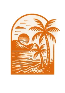 stilisierten-landschaft-mit-palmen-und-meer-sonnenuntergang