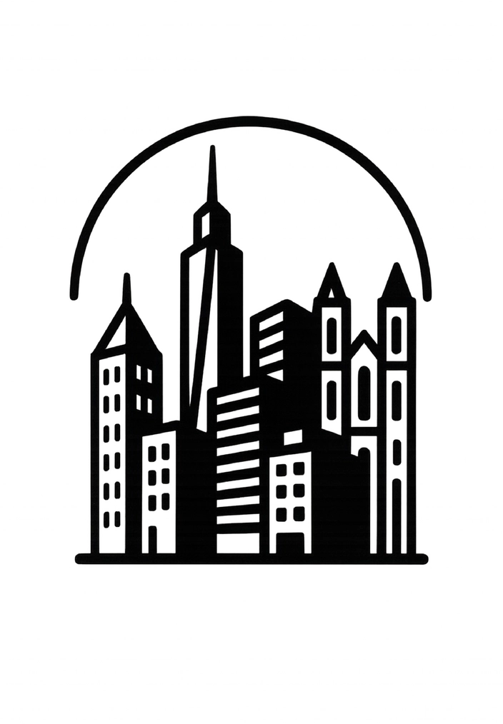 Tattoovorlage stilisierte Stadt-Skyline mit Gebäuden