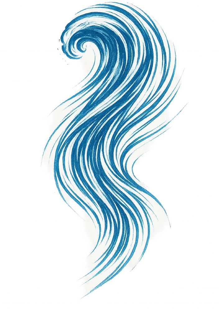 Tattoovorlage stilisierte Welle in Blau für Männer