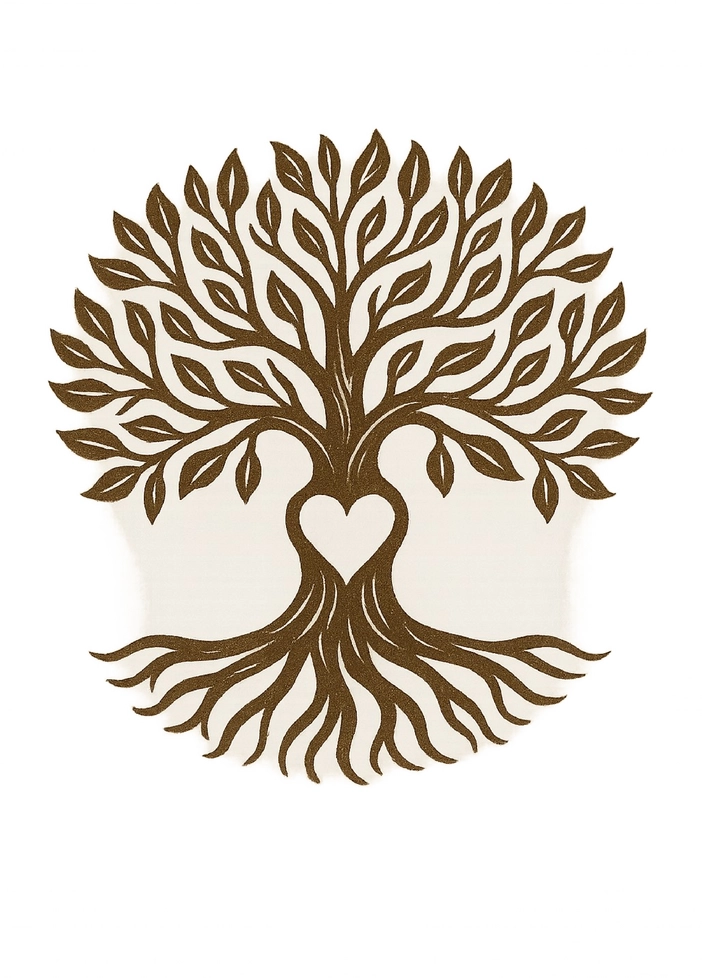 Tattoovorlage stilisierter Baum mit Herz im Stamm