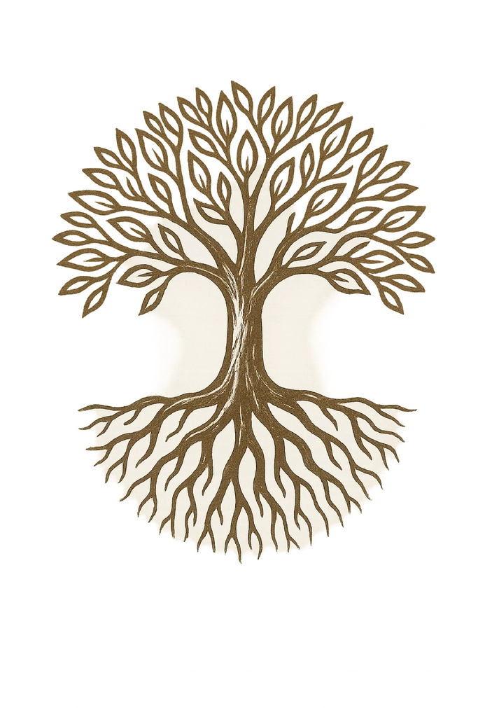 Tattoovorlage stilisierter Baum mit tiefen Wurzeln