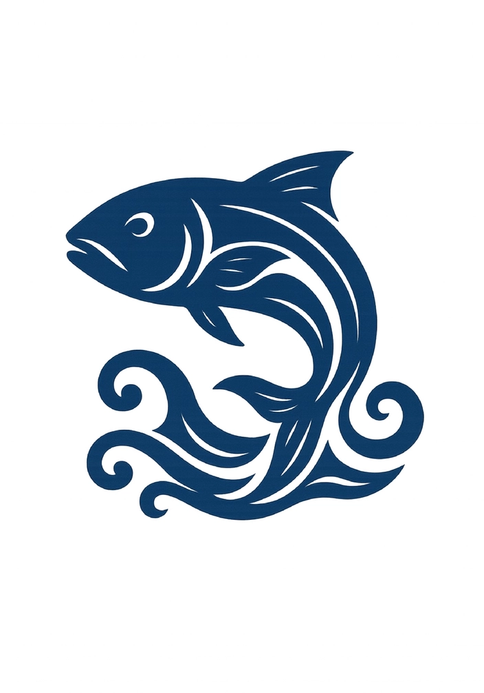 Tattoovorlage stilisierter Fisch mit Wellenbewegungen