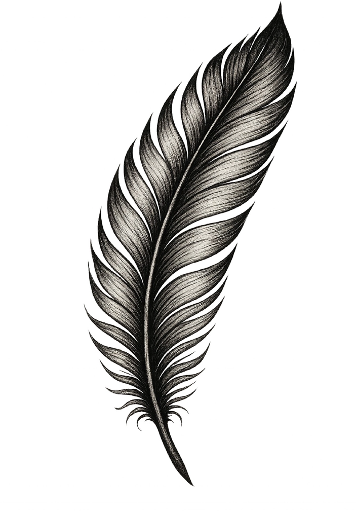 Tattoovorlage: Stilisiertes Federdesign mit Schattierungen