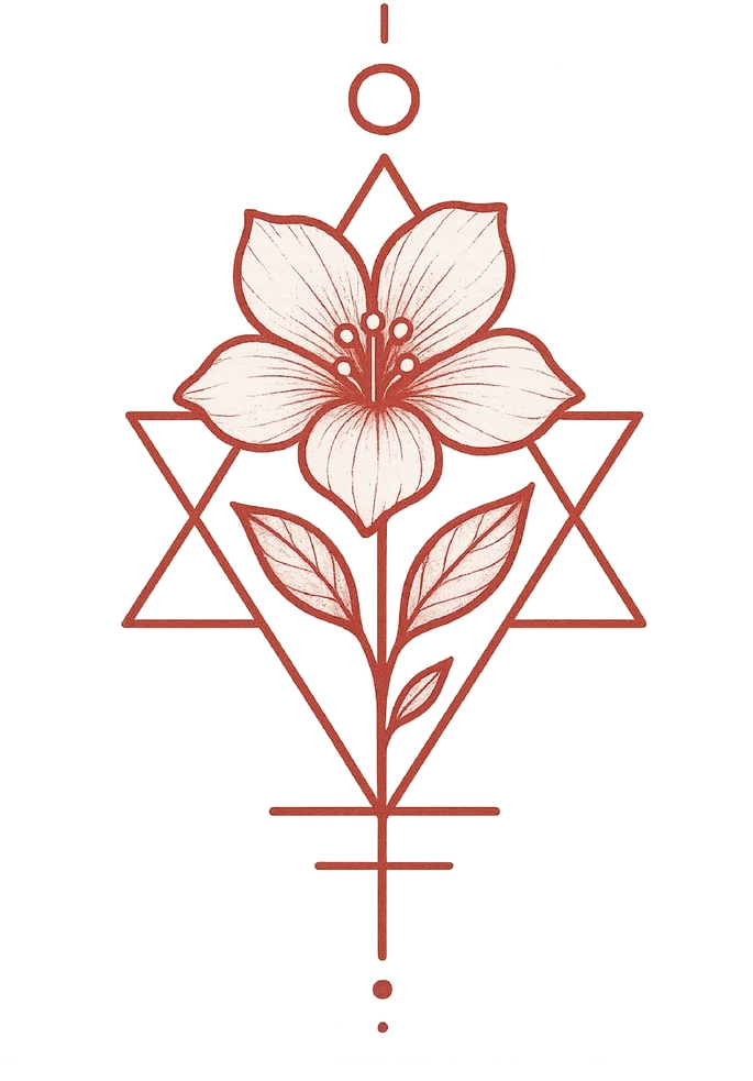 Tattoovorlage stilisierte geometrische Blume für Oberschenkel