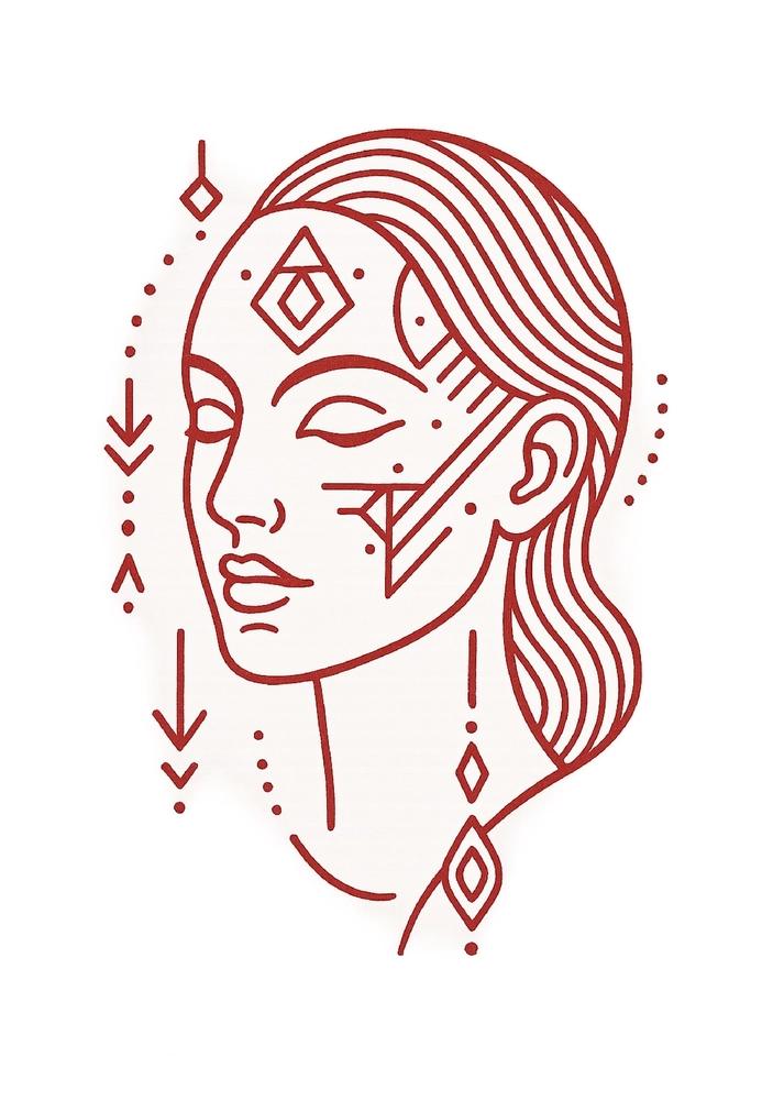 Tattoovorlage stilisiertes Gesicht mit geometrischen Mustern