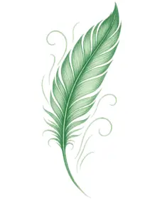 stilisiertes-gruenes-feder-tattoo-mit-details
