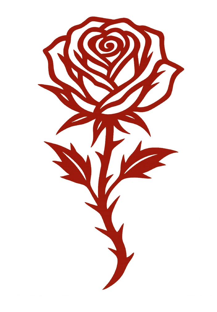 Tattoovorlage stilisierte Rose mit Dornen für die Brust