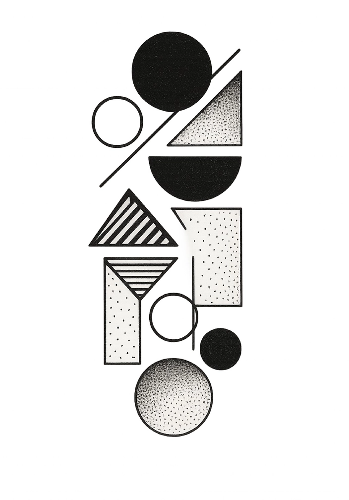 Tattoo Vorlage mit abstrakten geometrischen Formen in Schwarz-Weiß
