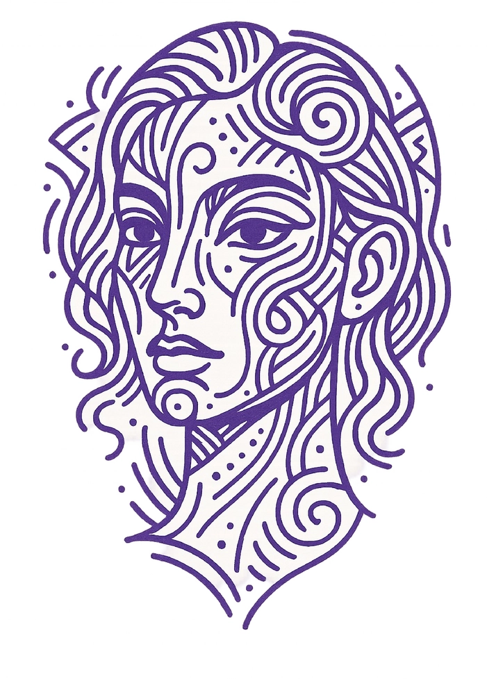 Tattoovorlage abstrahiertes Gesicht mit Linienkunst für Frauen