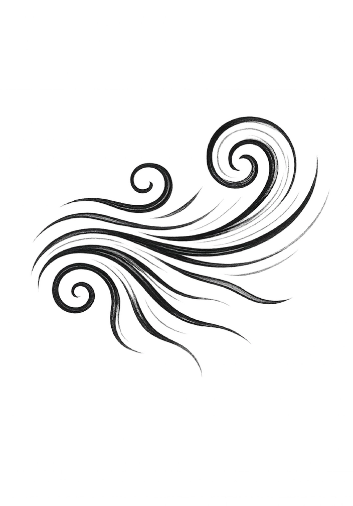 Tattoovorlage mit abstrakter Darstellung von Wind und Luft