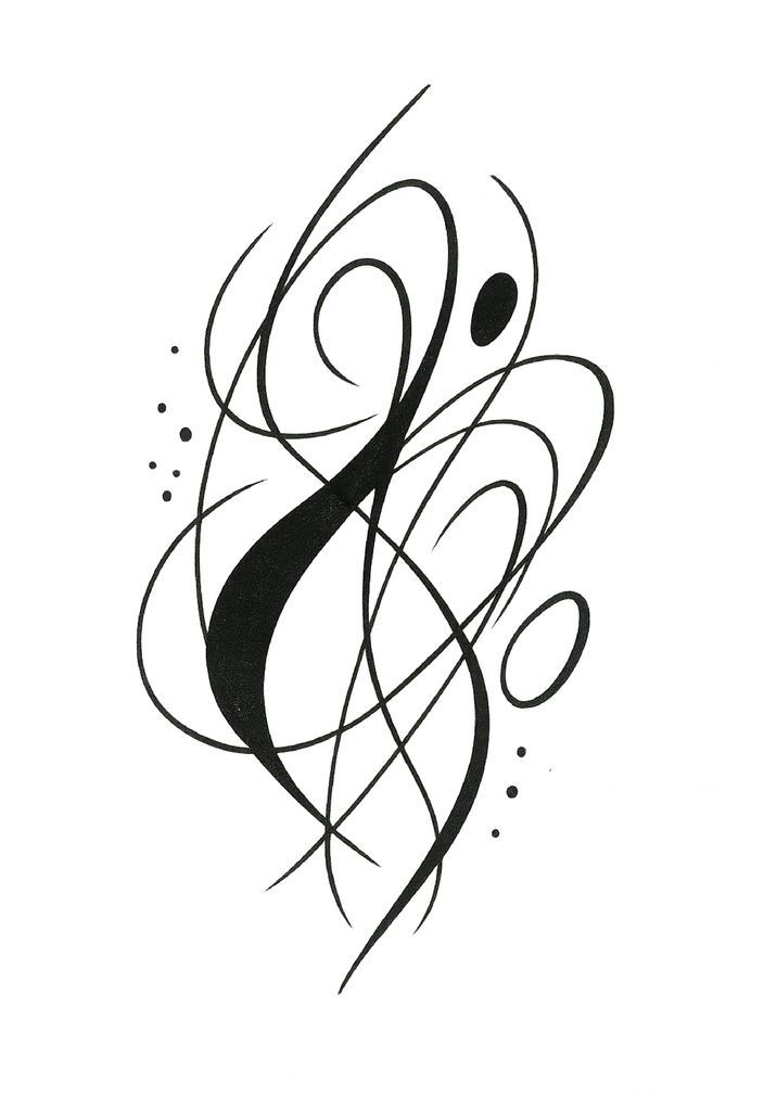 Tattoovorlage abstrakte Formen mit dynamischen Linien und Punkten