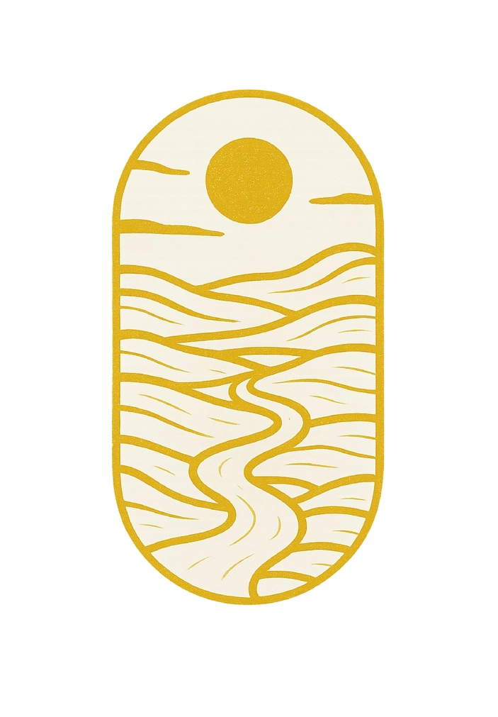 Tattoovorlage abstrakte Landschaft mit Sonne
