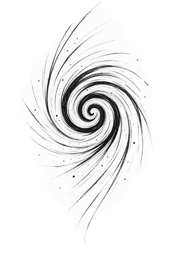 Tattoovorlage abstrakte Spiralform mit dynamischen Linien und Punkten