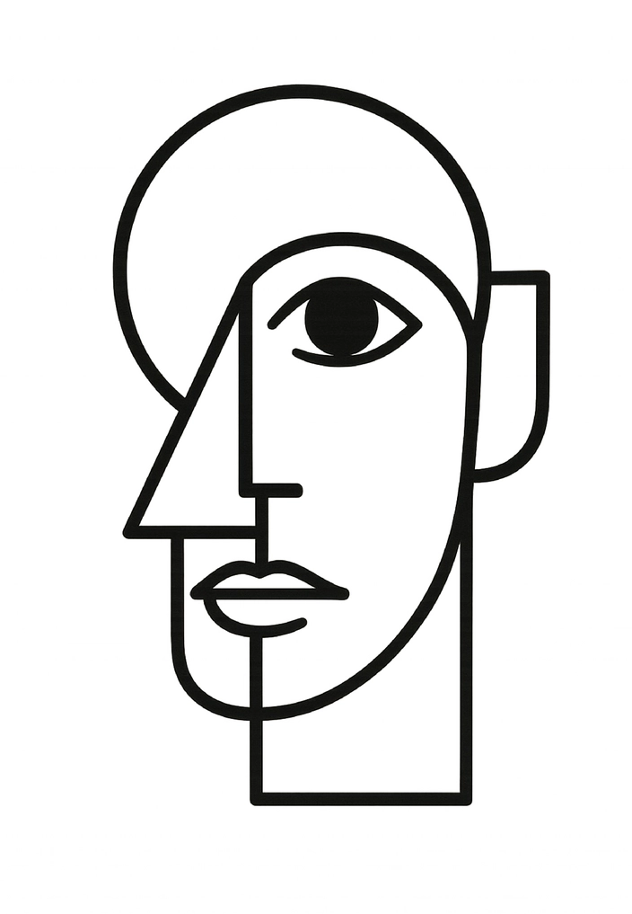 Tattoovorlage abstraktes Gesicht mit geometrischen Formen