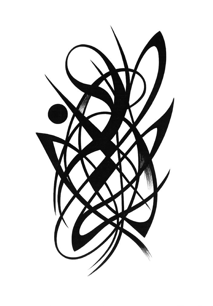 Tattoovorlage abstraktes Kunstwerk mit verschlungenen Linien und Formen