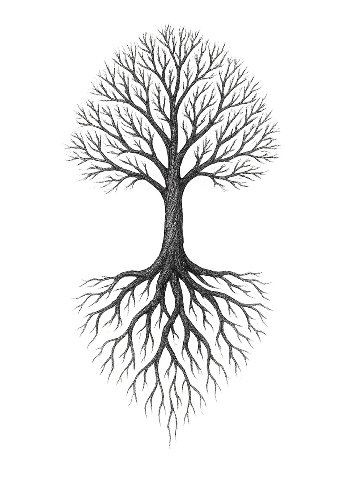 Tattoovorlage Baum mit Wurzeln für Unterarm