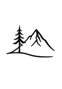 tattoovorlage-berg-und-baum-minimalistisch