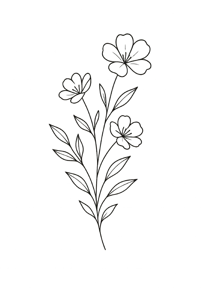 Tattoovorlage filigranes Blumenarrangement in feinen Linien