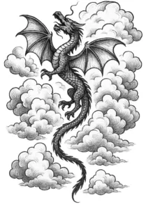 tattoovorlage-drache-in-den-wolken-tattoo-vorlage