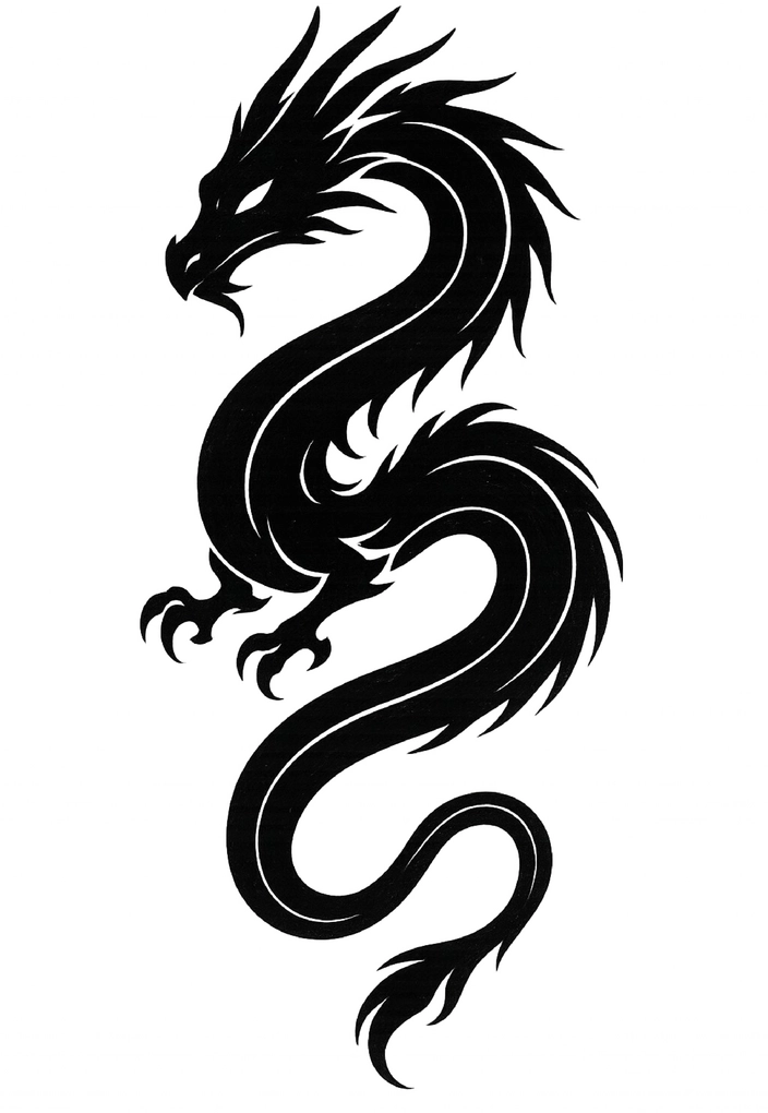 Tattoovorlage Drache mit geschwungenem Körper