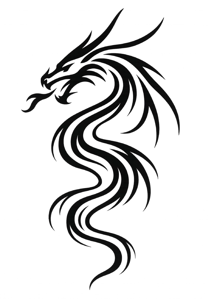 Tattoovorlage Drachen mit fließenden Linien für Männer
